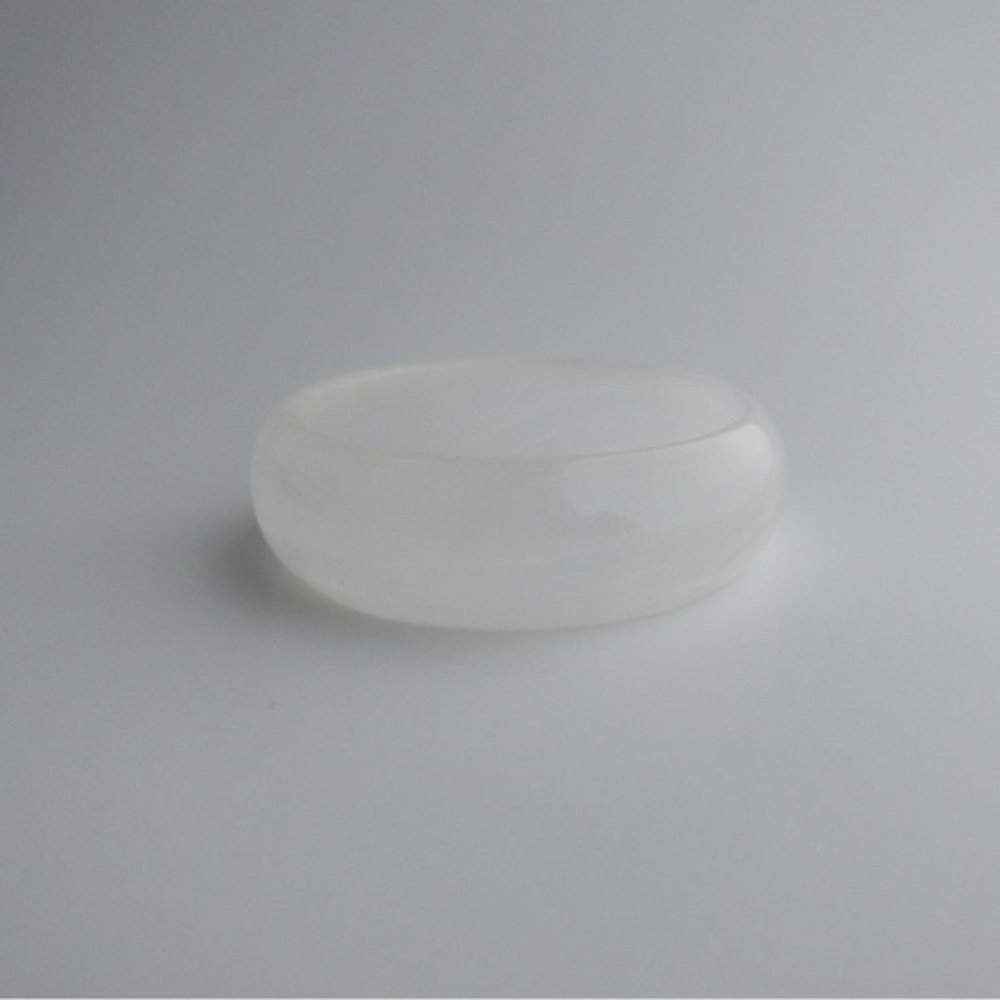Bundle 2 For $25 - Vintage Cloudy White Glass Wide Bangle Cuff Bracelet